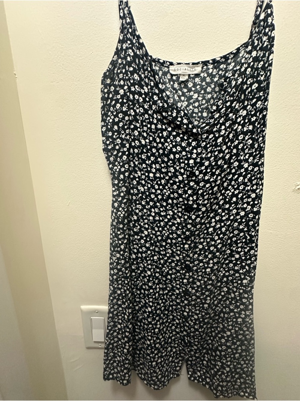Black Floral Spaghetti-Strap Dress - Picture 2 of 3